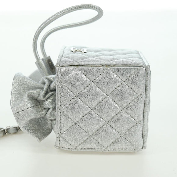 CHANEL Matelasse Chain Shoulder Pouch Lamb Skin Silver Gold CC Auth YKZ1332SAM