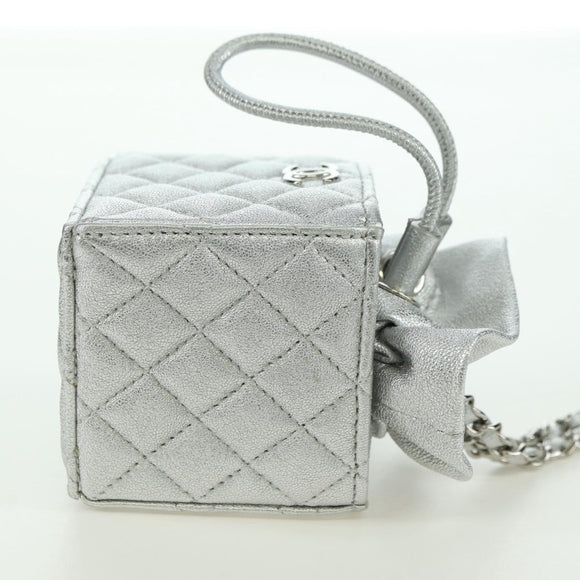 CHANEL Matelasse Chain Shoulder Pouch Lamb Skin Silver Gold CC Auth YKZ1332SAM