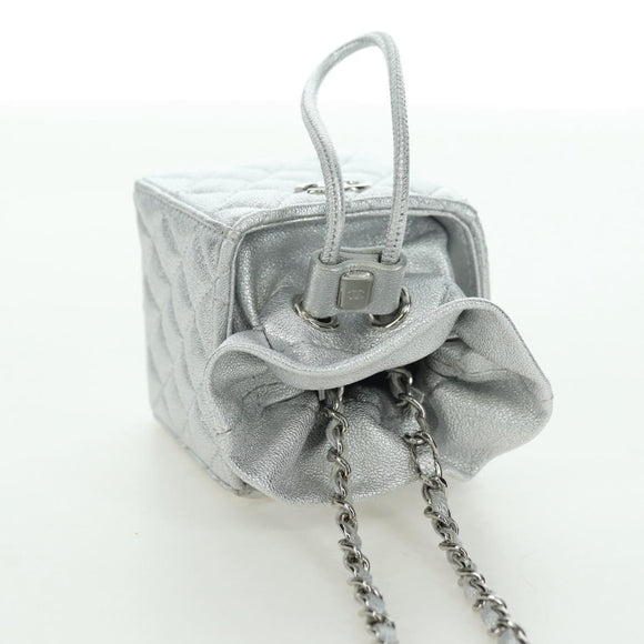 CHANEL Matelasse Chain Shoulder Pouch Lamb Skin Silver Gold CC Auth YKZ1332SAM