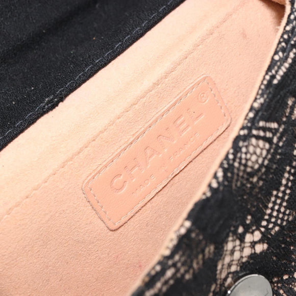 CHANEL COCO Mark Clutch Tasche Race Beige Silber CC Auth YKZ1333