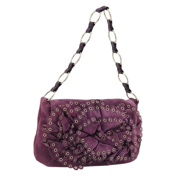 SAINT LAURENT Shoulder Bag Suede Purple Gold Auth YKZ1335A