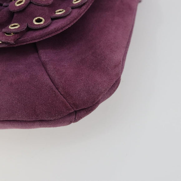 SAINT LAURENT Shoulder Bag Suede Purple Gold Auth YKZ1335A