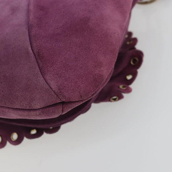 SAINT LAURENT Shoulder Bag Suede Purple Gold Auth YKZ1335A