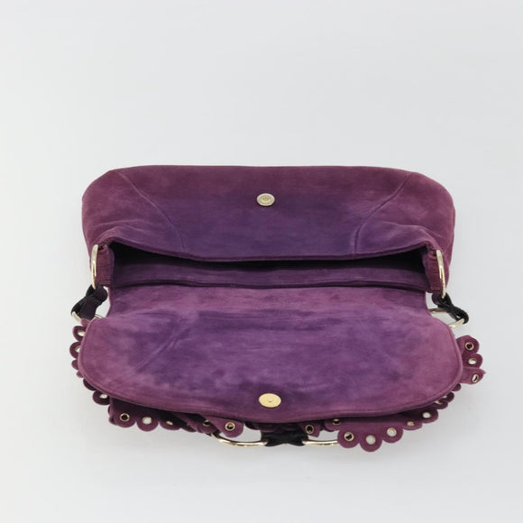 SAINT LAURENT Shoulder Bag Suede Purple Gold Auth YKZ1335A