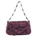 SAINT LAURENT Shoulder Bag Suede Purple Gold Auth YKZ1335A-2