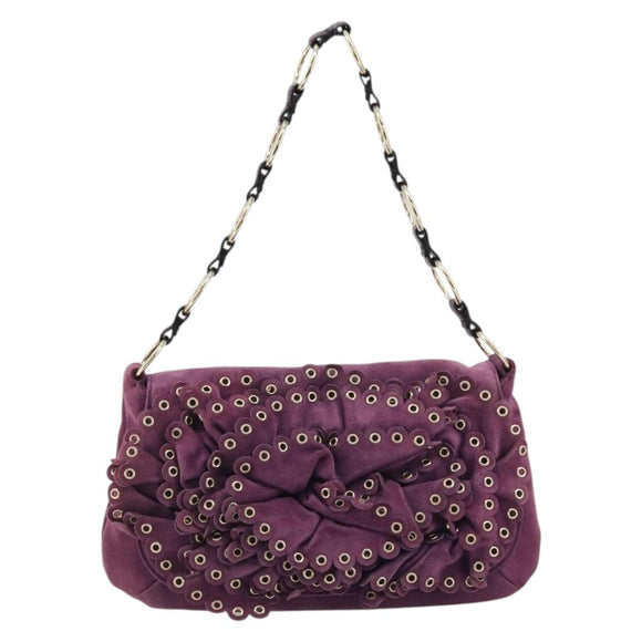 SAINT LAURENT Shoulder Bag Suede Purple Gold Auth YKZ1335A
