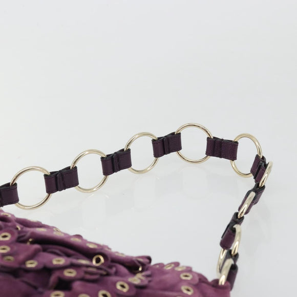 SAINT LAURENT Shoulder Bag Suede Purple Gold Auth YKZ1335A