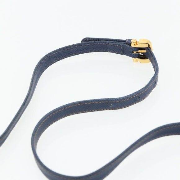 LOEWE Hand Bag Leather 2way Navy Gold Auth YKZ1337A