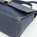 LOEWE Hand Bag Leather 2way Navy Gold Auth YKZ1337A-10