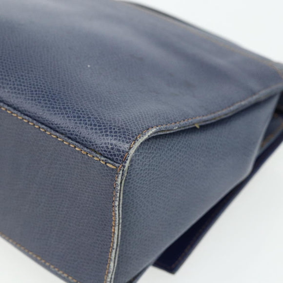 LOEWE Hand Bag Leather 2way Navy Gold Auth YKZ1337A