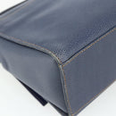LOEWE Hand Bag Leather 2way Navy Gold Auth YKZ1337A-17