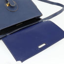 LOEWE Hand Bag Leather 2way Navy Gold Auth YKZ1337A-19