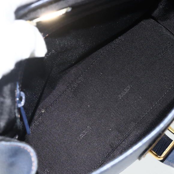 LOEWE Hand Bag Leather 2way Navy Gold Auth YKZ1337A