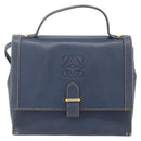 LOEWE Hand Bag Leather 2way Navy Gold Auth YKZ1337A-13