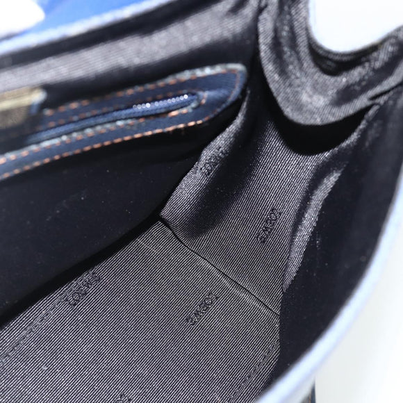 LOEWE Hand Bag Leather 2way Navy Gold Auth YKZ1337A