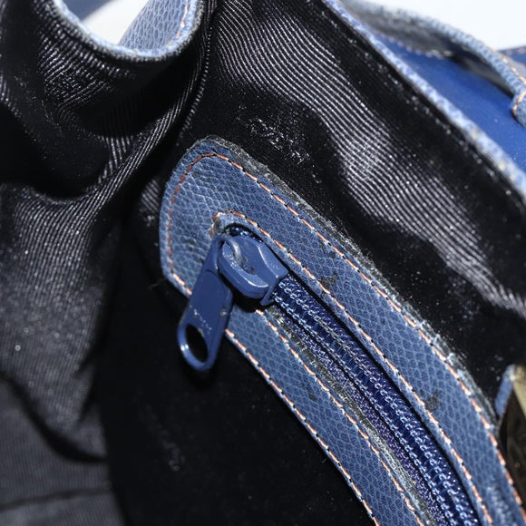 LOEWE Hand Bag Leather 2way Navy Gold Auth YKZ1337A