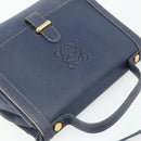 LOEWE Hand Bag Leather 2way Navy Gold Auth YKZ1337A-6