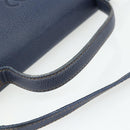 LOEWE Hand Bag Leather 2way Navy Gold Auth YKZ1337A-7