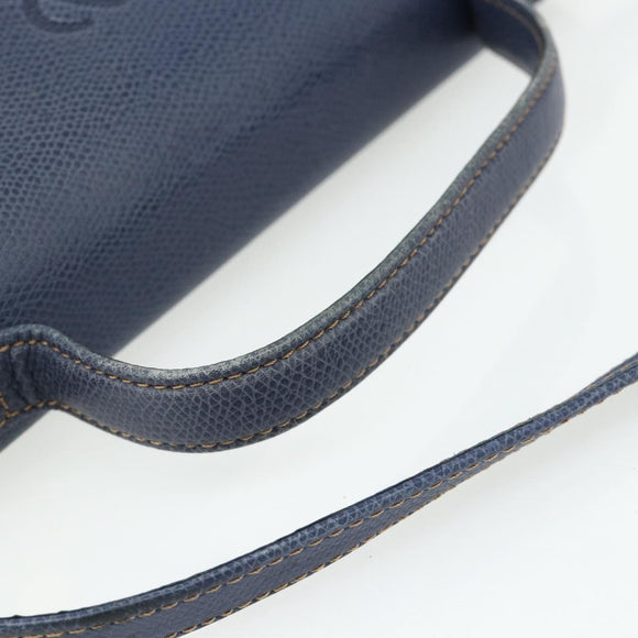 LOEWE Hand Bag Leather 2way Navy Gold Auth YKZ1337A