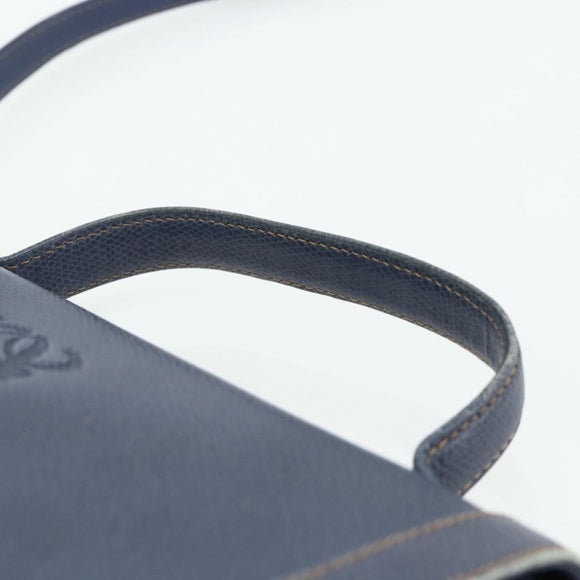 LOEWE Hand Bag Leather 2way Navy Gold Auth YKZ1337A