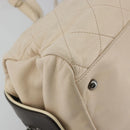 CHANEL Matelasse Boston Tasche Lammleder Elfenbein Silberfarbene CC Auth YKZ1338A-15