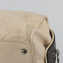 CHANEL Matelasse Boston Tasche Lammleder Elfenbein Silberfarbene CC Auth YKZ1338A-16