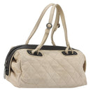 CHANEL Matelasse Boston Tasche Lammleder Elfenbein Silberfarbene CC Auth YKZ1338A-1