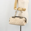 CHANEL Matelasse Boston Tasche Lammleder Elfenbein Silberfarbene CC Auth YKZ1338A-22