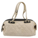 CHANEL Matelasse Boston Tasche Lammleder Elfenbein Silberfarbene CC Auth YKZ1338A-13