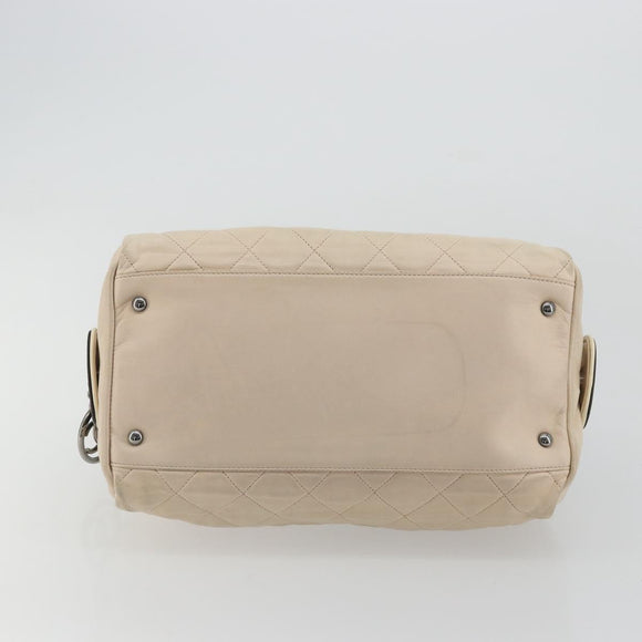 CHANEL Matelasse Boston Tasche Lammleder Elfenbein Silberfarbene CC Auth YKZ1338A