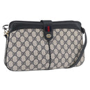 GUCCI GG Supreme Sherry Line Shoulder Bag PVC Navy Gold 904 02 043 Auth YKZ1345-1