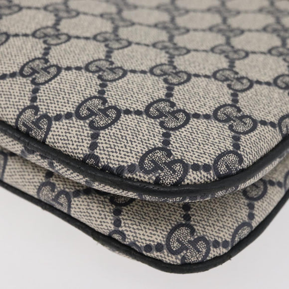 GUCCI GG Supreme Sherry Line Shoulder Bag PVC Navy Gold 904 02 043 Auth YKZ1345