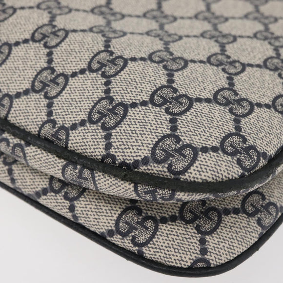 GUCCI GG Supreme Sherry Line Shoulder Bag PVC Navy Gold 904 02 043 Auth YKZ1345