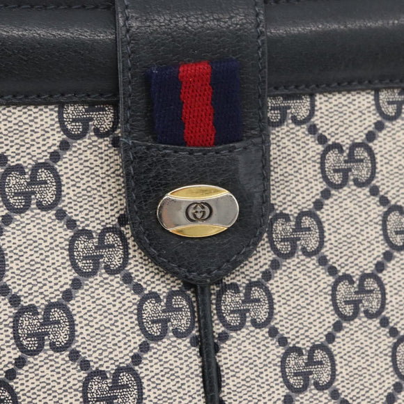 GUCCI GG Supreme Sherry Line Shoulder Bag PVC Navy Gold 904 02 043 Auth YKZ1345