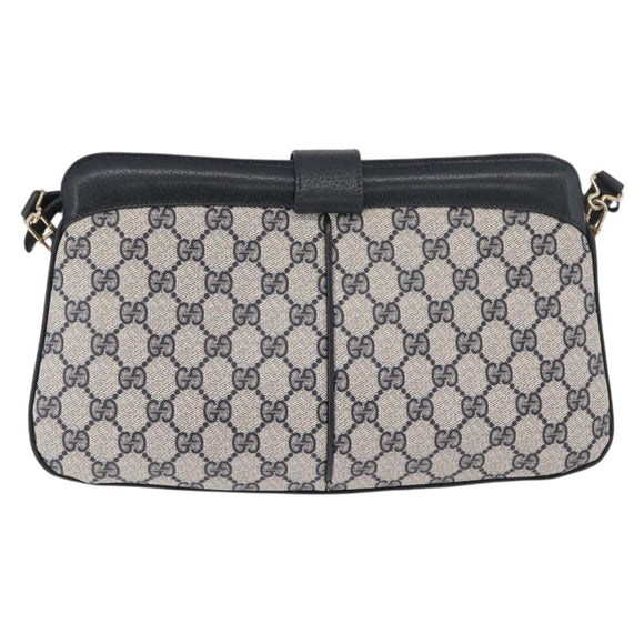 GUCCI GG Supreme Sherry Line Shoulder Bag PVC Navy Gold 904 02 043 Auth YKZ1345