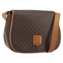 CELINE Macadam Canvas Shoulder Bag PVC Leather Brown Gold Auth YKZ1348-1