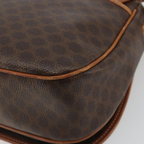CELINE Macadam Canvas Shoulder Bag PVC Leather Brown Gold Auth YKZ1348