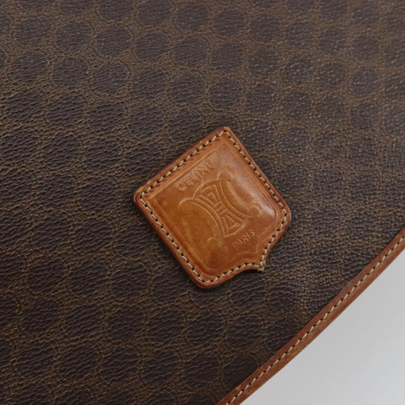 CELINE Macadam Canvas Shoulder Bag PVC Leather Brown Gold Auth YKZ1348