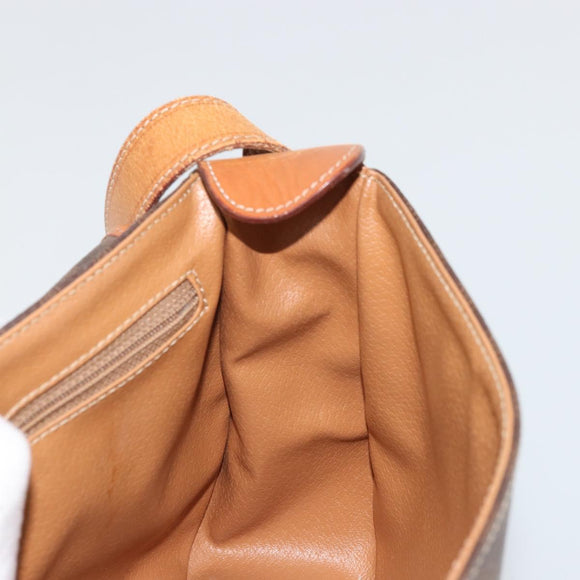 CELINE Macadam Canvas Shoulder Bag PVC Leather Brown Gold Auth YKZ1348