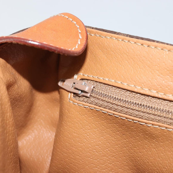 CELINE Macadam Canvas Shoulder Bag PVC Leather Brown Gold Auth YKZ1348