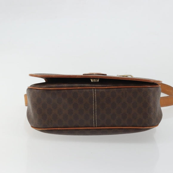 CELINE Macadam Canvas Shoulder Bag PVC Leather Brown Gold Auth YKZ1348