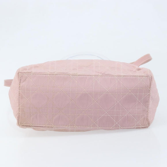 Christian Dior Canage Hand Bag Nylon 2way Pink Silver Auth YKZ135