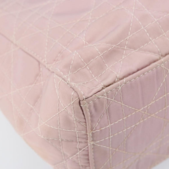 Christian Dior Canage Hand Bag Nylon 2way Pink Silver Auth YKZ135