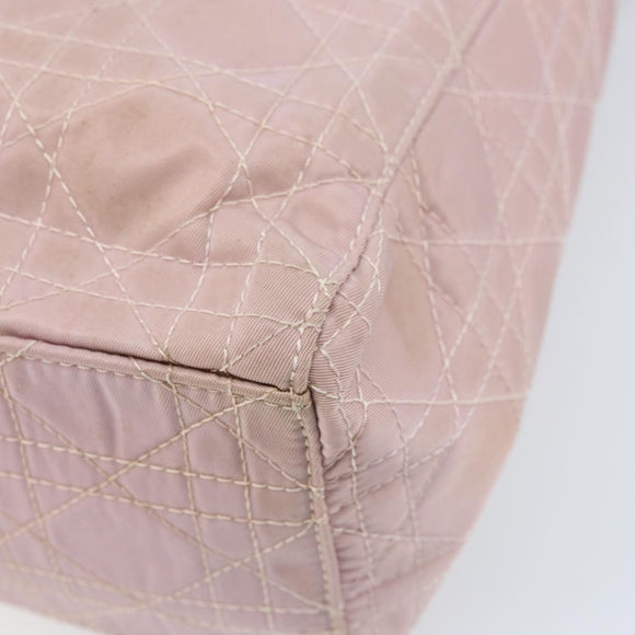 Christian Dior Canage Hand Bag Nylon 2way Pink Silver Auth YKZ135
