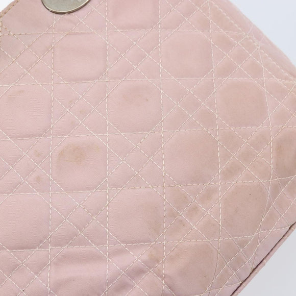 Christian Dior Canage Hand Bag Nylon 2way Pink Silver Auth YKZ135