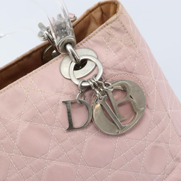 Christian Dior Canage Hand Bag Nylon 2way Pink Silver Auth YKZ135