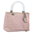 Christian Dior Canage Hand Bag Nylon 2way Pink Silver Auth YKZ135-1