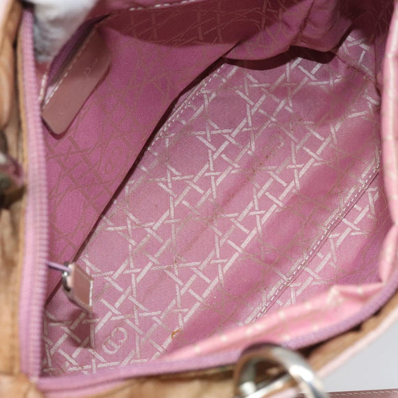 Christian Dior Canage Hand Bag Nylon 2way Pink Silver Auth YKZ135