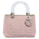 Christian Dior Canage Hand Bag Nylon 2way Pink Silver Auth YKZ135-13