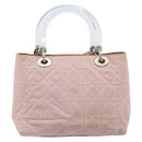 Christian Dior Canage Hand Bag Nylon 2way Pink Silver Auth YKZ135-2